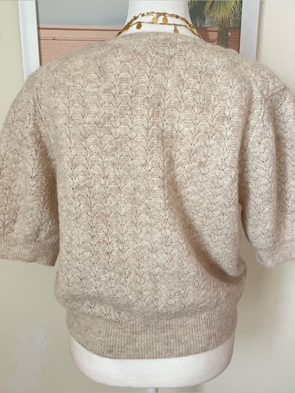 BODEN Pointelle Wool Blend Cardigan In Oatmeal Melange Size Medium - Picture 7 of 7